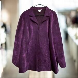 CJ Banks Purple Paisley Zip-Up Blazer Jacket Plus Size 3X